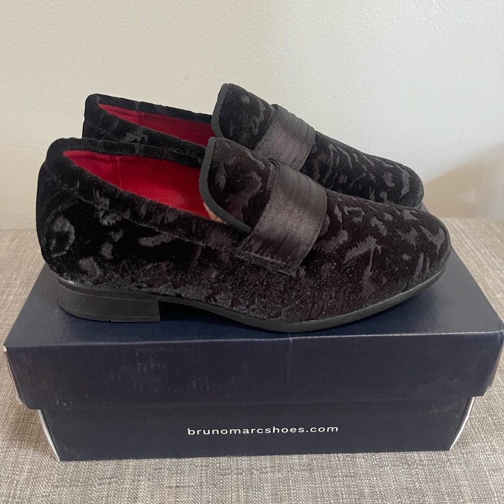 Toddler Boy Black Velvet Loafers